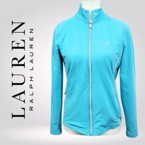 Ralph Lauren Track Sweater Jacket Women Turquoise Athleisure Full Zip Size S